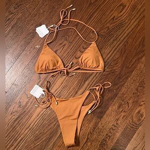 Monday Swimwear Hanalei top + bottom - NWT / sold out online / sz M in toffee